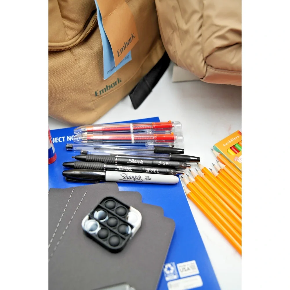 Tan Puffer Backpack Bundle with Embark‎ Lunchbox and 25+ Back to School Items